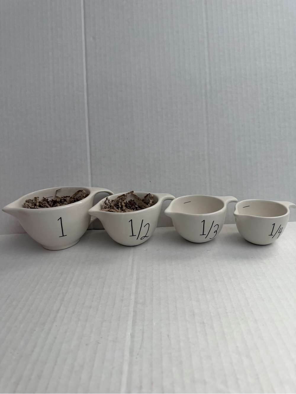 Rae Dunn Artisan Collection Cream Ceramic Fraction Measuring Cups Set